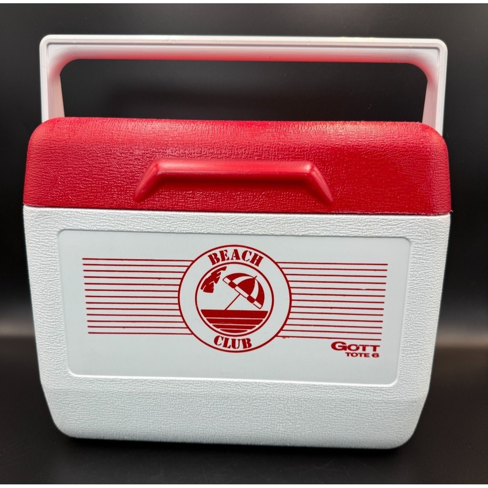 Vintage Gott Tote 6 Beach Club Cooler Retro Red & White - RARE